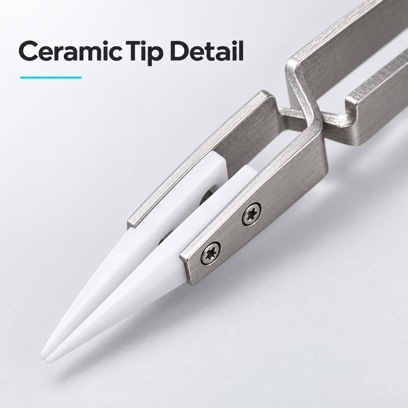 3-Piece Ceramic Tip Precision Soldering Tweezers Set, Anti-Static Straight and