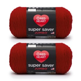 Red Heart 2 Pack Cherry Red Acrylic Yarn Jumbo 744 Yards Perfect for Knitting Crocheting