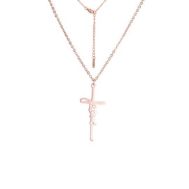 VASSAGO Glaube Kreuz Halskette für Frauen Jesus Kreuz Anhänger Halskette für Männer Frauen Christliche Religiöse Schmuck Geschenke (Roségold)