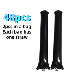 ROSEBB 48pcs Round Head Boom Sticks Thunder Sticks Cheering Sticks Team Spirit Plastic Cheerleading Spirit Stick Clapper Inflatable Noise Maker Sports Supply (Black)
