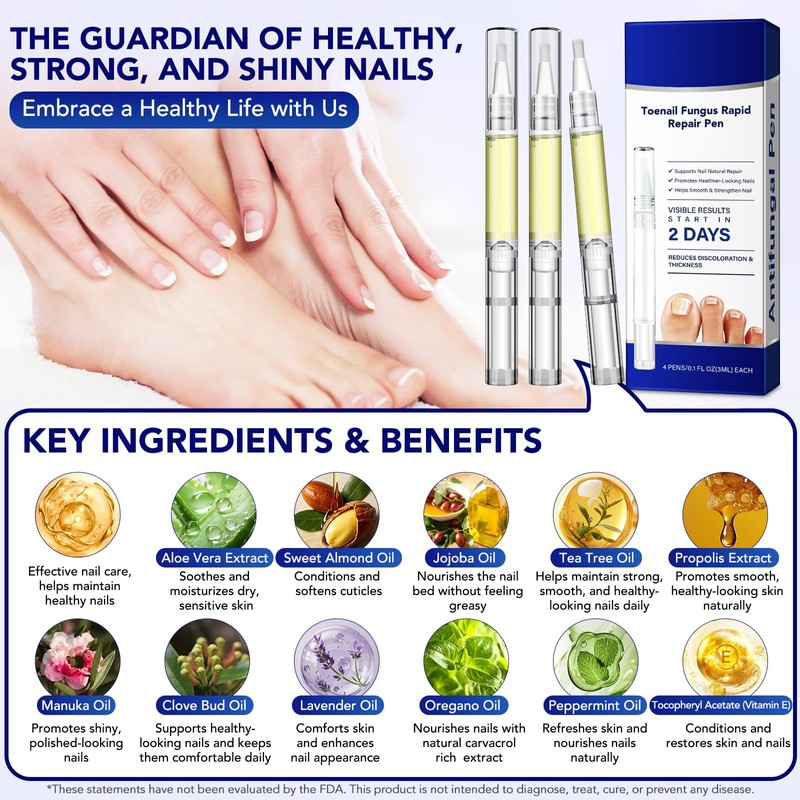 4Pcs Nail Care Pens, Moisturizing Nail Strengthener for Discoloured Nails