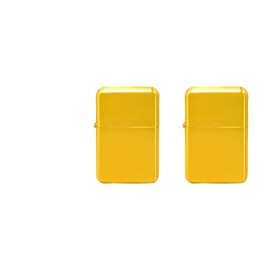 Thirsty Rhino Klik, Windproof Refillable Oil Wick Lighter with Vintage Flip Top and Aluminum Gift Case, Set of 2 (Gold)