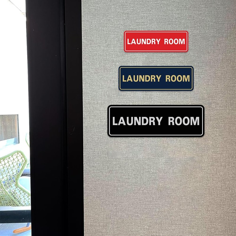 Standard LAUNDRY Door / Wall Sign - White - Large