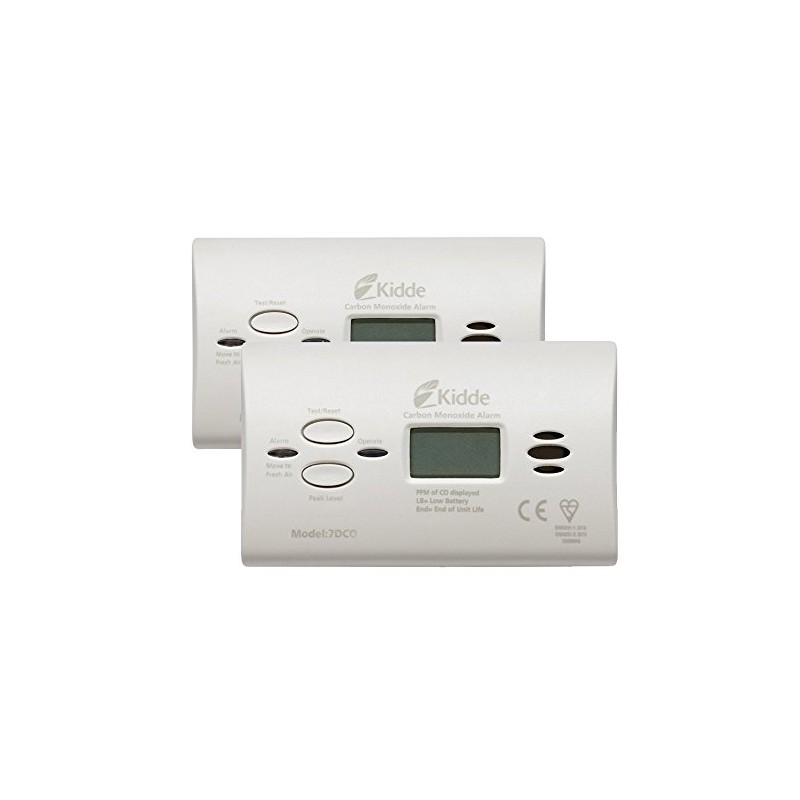 2 x Kidde 7DCO Carbon Monoxide Alarms - Digital Display