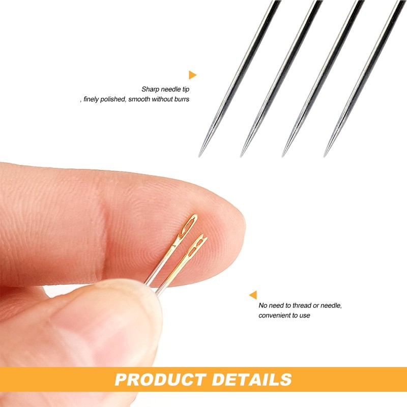 Self Threading Needles, 48Pcs Easy Thread Needles Hand Sewing 3