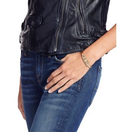 LUCKY BRAND Women's 3 Stone Hinged Cuff Bracelet Gold/Brass Tone One Size BN $35