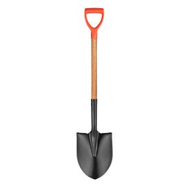 LA ZINNIA 41" Round Point Snow Shovel, Straight Hardwood Handle, D-Grip, Gardening Tool-Digging Shovel, 41 Inch