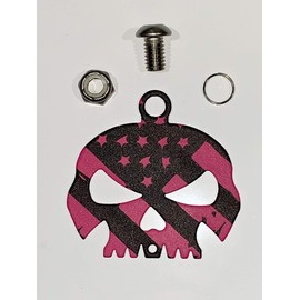 Kustom Cycle Parts Universal Pink American Flag Skull Bell Hanger - Bolt and Ring Included. Fits all Harley Davidson Motorcycles & More! Proudly MADE IN THE USA! (No Bell)