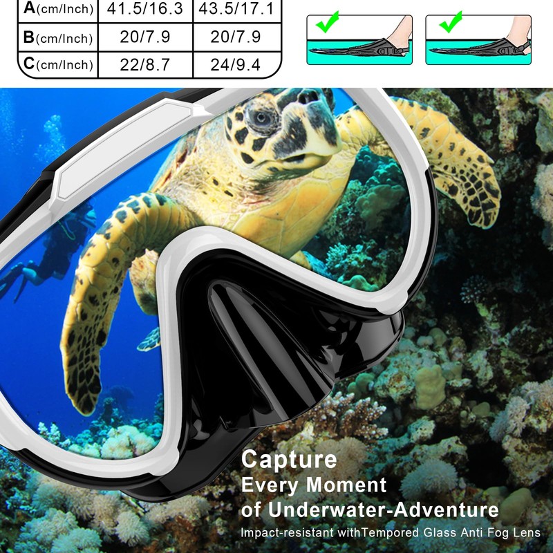 EMSINA Dry Snorkel Set,Panoramic Wide View,Anti-Fog Scuba Diving Mask,Professional Snorkeling