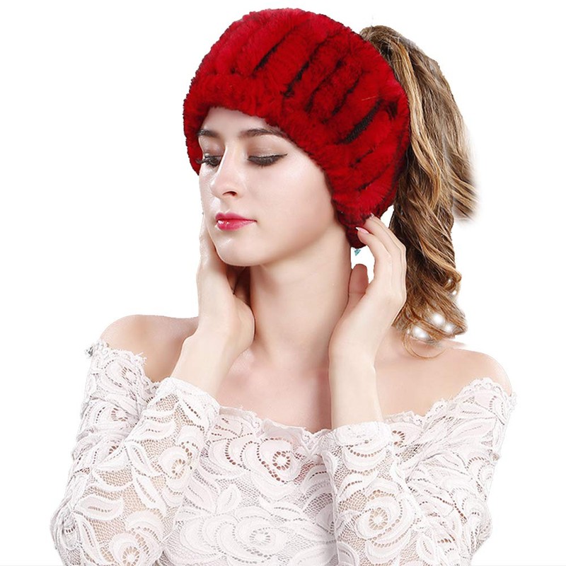 yUhe2018Cw Yu He Rabbit Fur Headband - Winter Knit Neck