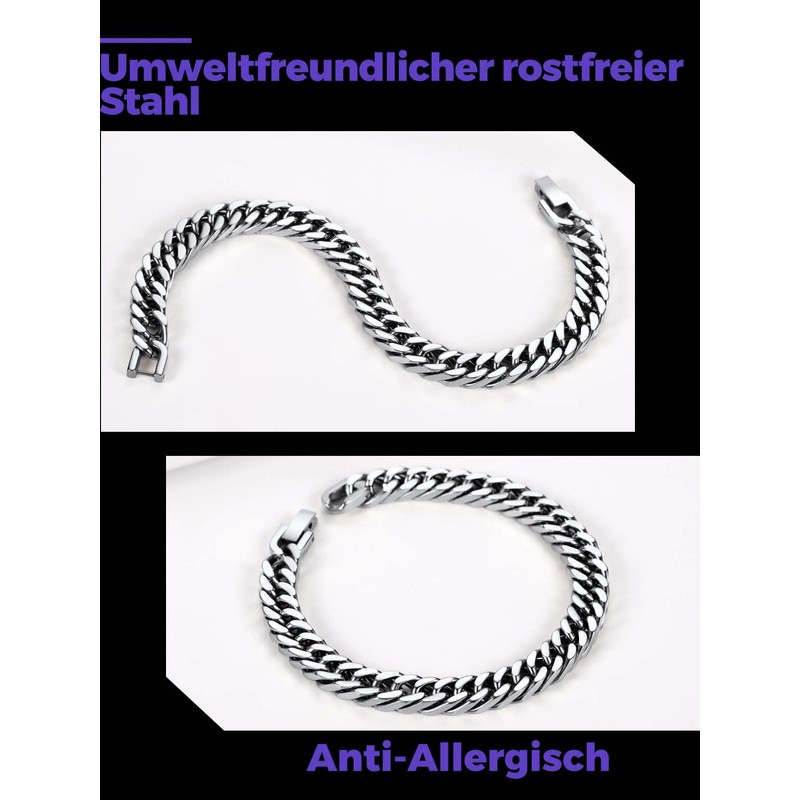 Richsteel 8/12/17 mm Curb Chain Bracelet Men's Stainless Steel /