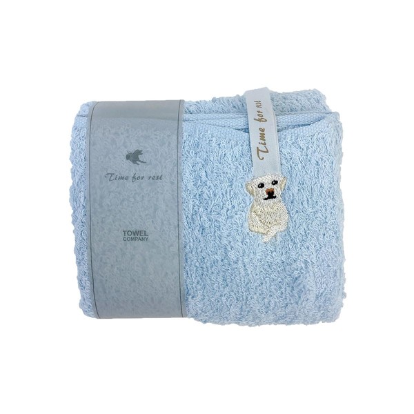 Imabari Towel Face Towel with Loop Embroidered Dog Pattern Poodle