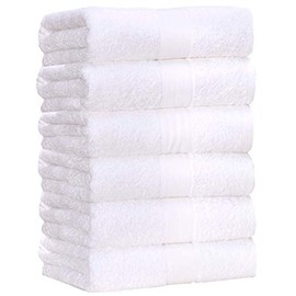 Permium Bamboo Cotton Bath Towels-27x54inch - Natural, Ultra Absorbent Towels for Bathroom (6 Piece Set) (White, Bath Towels)