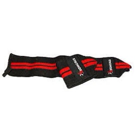 StrongerRX 2X Cross Weight Training Wrist Support Brace Wraps Made For Olympic Lifting. - RED