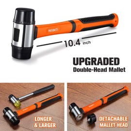 REXBETI 44-Piece Upgraded Laminate Wood Flooring Installation Kit with Solid Tapping Block, Long and Wider Pull Bar, Diameter 1 9/16" Reinforced Double-Faced Mallet, 10" Contour Gauge and 40 Spacers