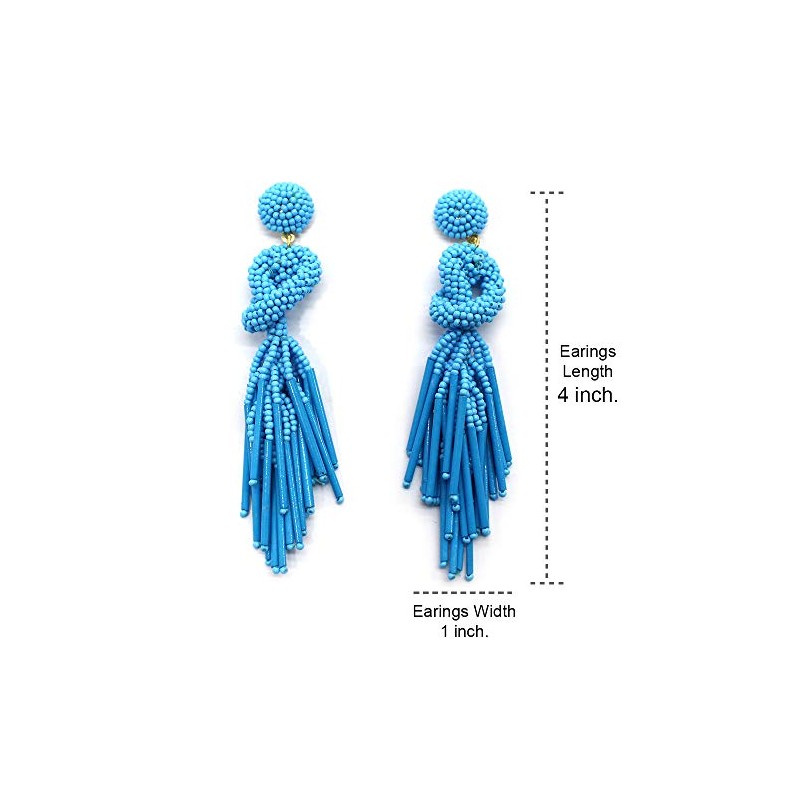 Handmade Beaded Solid Color Post Statement Earrings for Women All