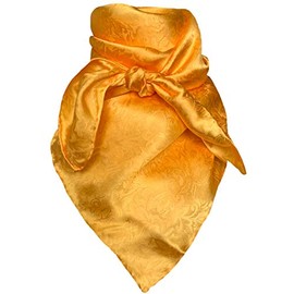Wyoming Traders Jacquard Cowboy Wild Rag 100% Silk Scarf Bandana Multiple Colors L 34.5" and XL 42" (Yellow, 34.5")