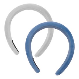 Nicear 2er-Pack Samt-Stirnbänder für Mädchen, breit, gepolstert, Haarbänder, modisch, süß, Alltagsaccessoires für Mädchen und Frauen (blau/weiß)