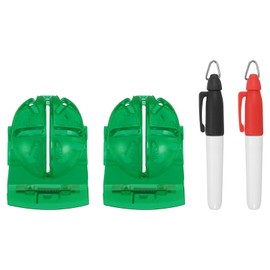 PATIKIL 1 Set Golf Ball Line Marker Tool Golf Ball Alignment Marking Tool with Line Marker Stencils 2 Colors Marker Pen for Putting Ball Marker Green