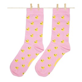 Roits Funny Ducklings Pink Socks Men Women – Colourful Funny Socks, Odd Fun Socks Gifts Accessories, pink