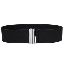 Syuer Women's Wide Elastic Waist Belt Cinch Belt Trimmer Stretch Waistband, Black (Silver Buckle)