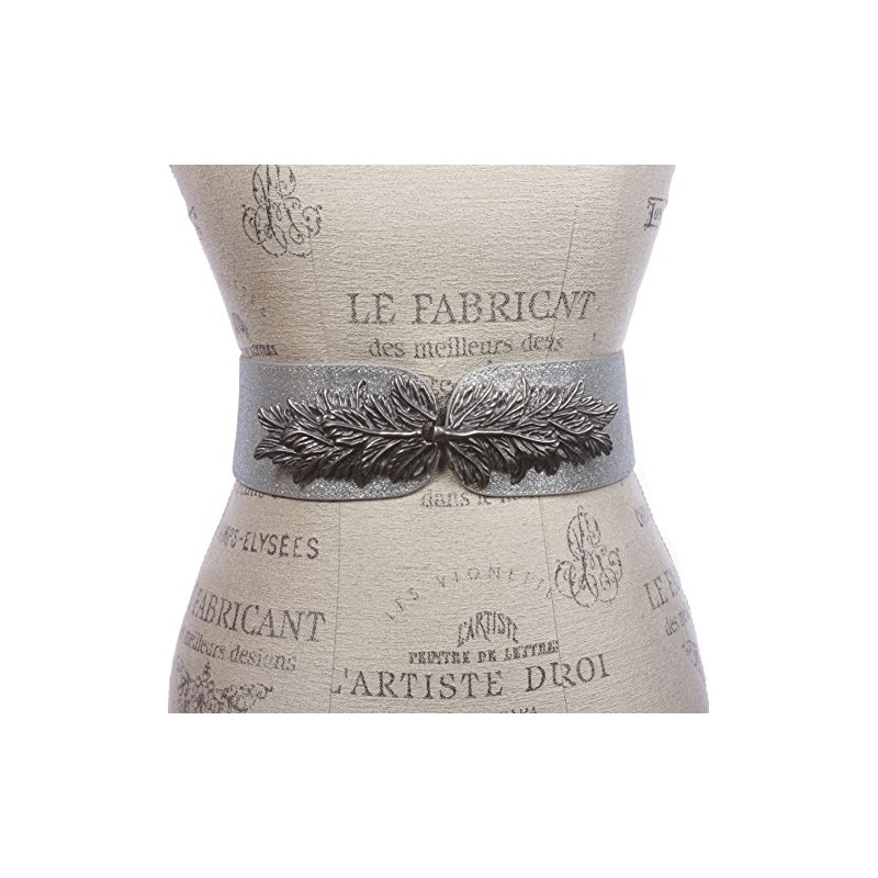 2 3/4" Leaf Hook buckle High Waist Glitter Stretch Belt,