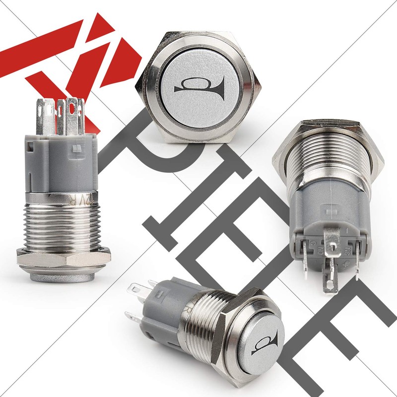 APIELE 16mm 12V Momentary Speaker Horn Push Button Toggle Switch