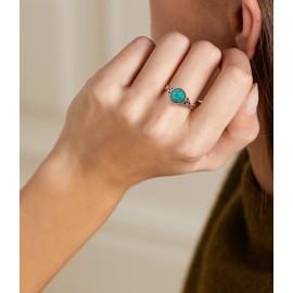 DOLIOX Real Turquoise Celtic Knot Rings for Women 925 Sterling Silver Dainty Round Gemstone Ring Jewelry for Mother Wife's Anniversary Size 8