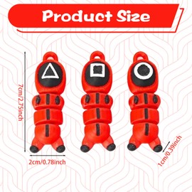 Nhemeylp 3Packs Red Soldier Dolls for Decoration 3D Printed Mask Figure Triangle Square Circle Guard Keychain Charm Toy Emotional Support Cheer Up Keepsake Gift for Friends, Women, Student, Christmas