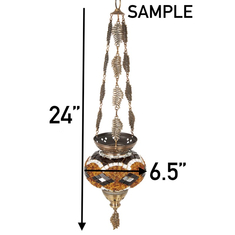 DEMMEX Turkish Moroccan Colorful Mosaic Bohemian Boho Hanging Candle Holder