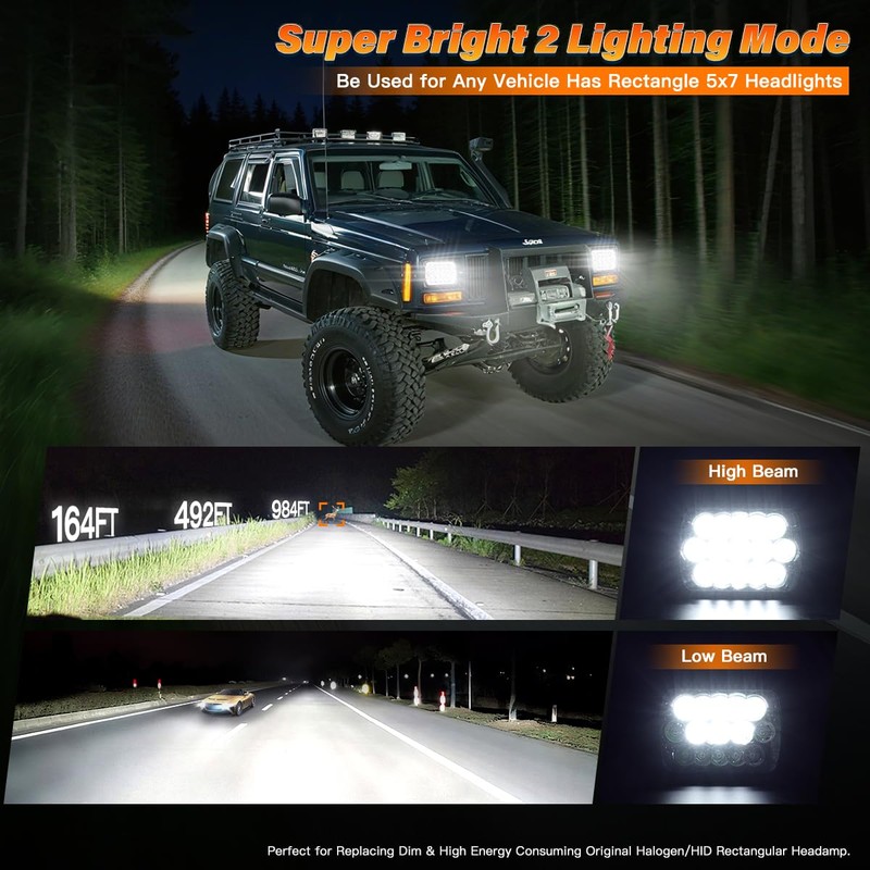 BAOLICY 5x7 H6054 In LED Headlights DOT Approved Hi/Lo Sealed