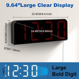 Sukeen Digital Wall Clock Digital Alarm Clock Silent Alarm Clock with Large Numbers Display Red Numbers
