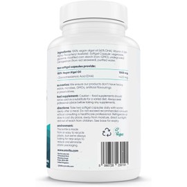 Vegan Omega 3 DHA from Algae Oil 1000mg - 60 Softgel Capsules with Vitamin E - Sustainable Algal Alternative to Fish Oil - Vegetarian Essential Fatty Acids - Supports Heart, Brain & Eyes