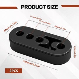 Pack of 2 Exhaust Rubber, Car Exhaust Hanger, Exhaust Holder Rubber, 4 Holes, Universal Car Rubber Exhaust for Most Vehicles, Cars, Trucks, Motorcycles