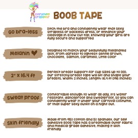 Skin Tone Boob Tape - Adhesive Breast Lift Tape - Water resistant Sweat Proof Body Tape for Black and Brown Skin Women