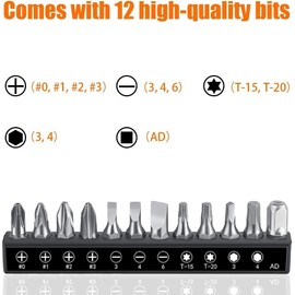 Screwdriver Set with 13 Bits, 110 mm Ratchet Wrench Angle Wrench, Mini Ratchet Reversible Screwdriver, Magnetic Square Wrench for Gadgets, Cars, Homes, Machines and Other Devices