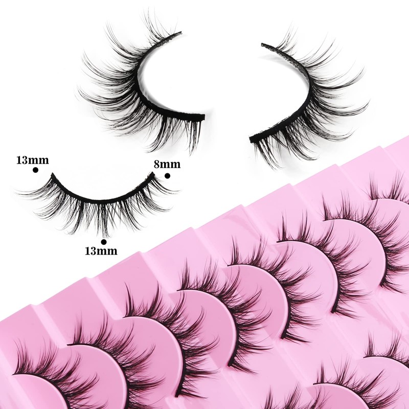 cobee 13 mm False Eyelashes, 10 Pairs Thin Manga Eyelashes,