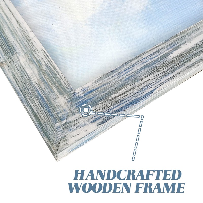 Coastal Sea Bird Wall Art: Framed Blue Ocean Scene Picture