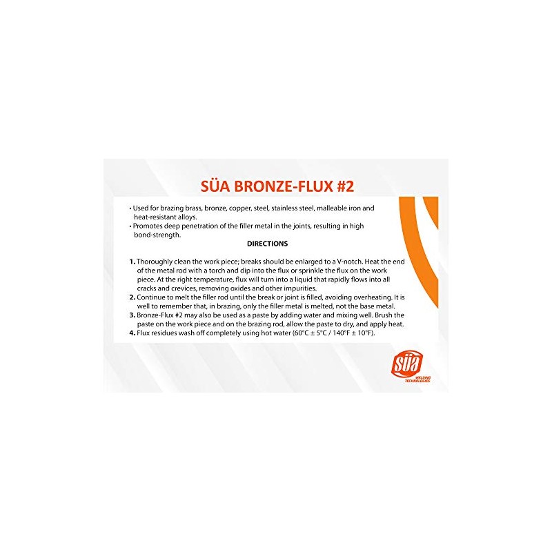 SÜA® - Bronze Brazing Flux Powder - 8 Ounces Jar.