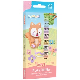 Jovi - Plastilina, 10 barrette colorate Kawaii, 10 x 15 grammi, senza glutine