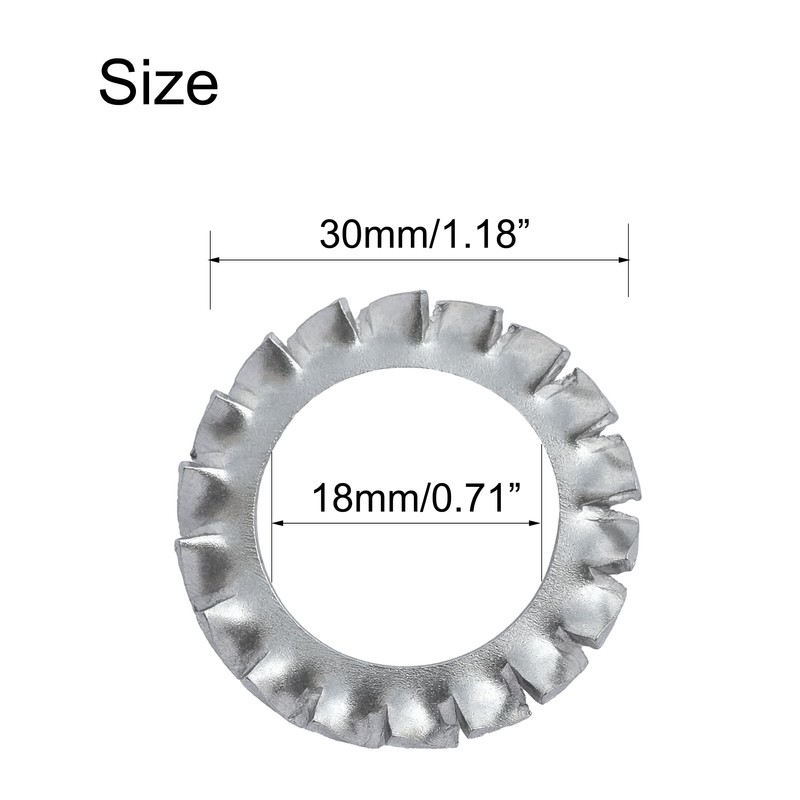 NACX M18 Stainless Steel External Tooth Star Lock Washers, External