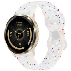 Laband 18mm Colorful Sport Silicone Band Compatible With Garmin Vivoactive 4S/Venu 3S/Venu 2S/Vivomove 3S/Forerunner 255S/Forerunner 265S, Recycled Plastic Soft Sport Strap for Women Men