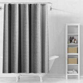 Stfery Waffle Shower Curtain with Metal Bath Curtain 120 x 200 cm Shower Curtain Fabric Washable Shower Curtain Washable Anti Mould