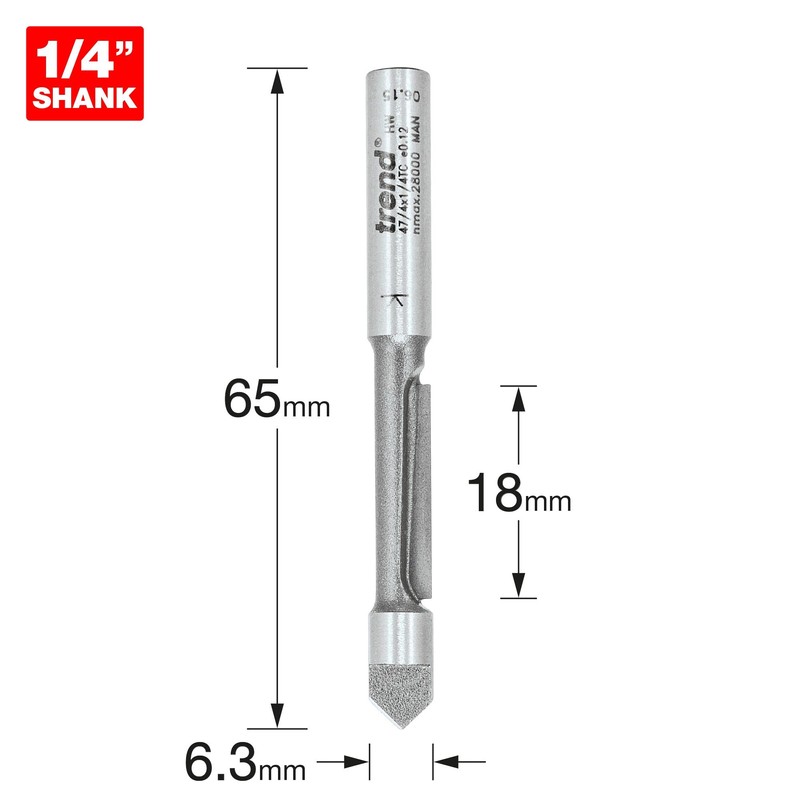 Trend Professional Pierce & Trim Cutter, 1/4 Inch Shank, 6.3mm