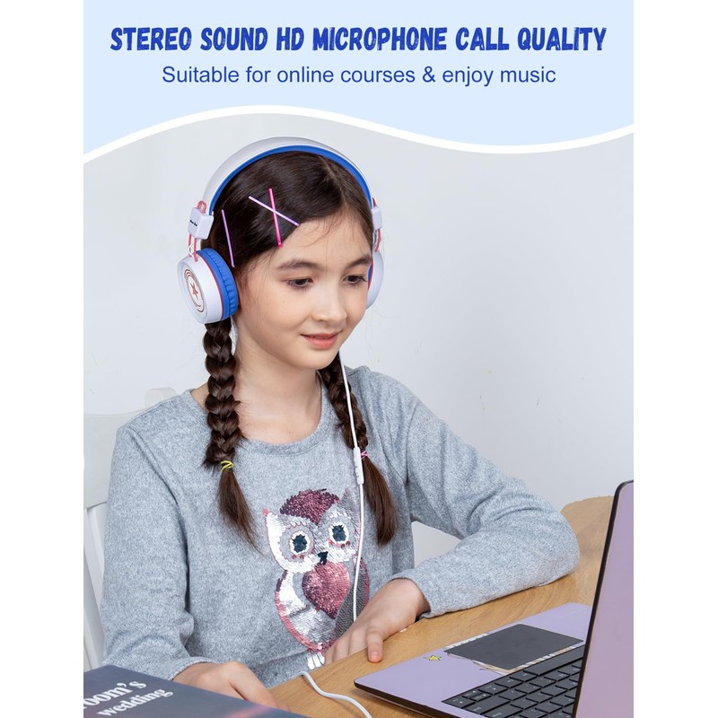 New bee Kids Headphones for School with Microphone KH20 HD