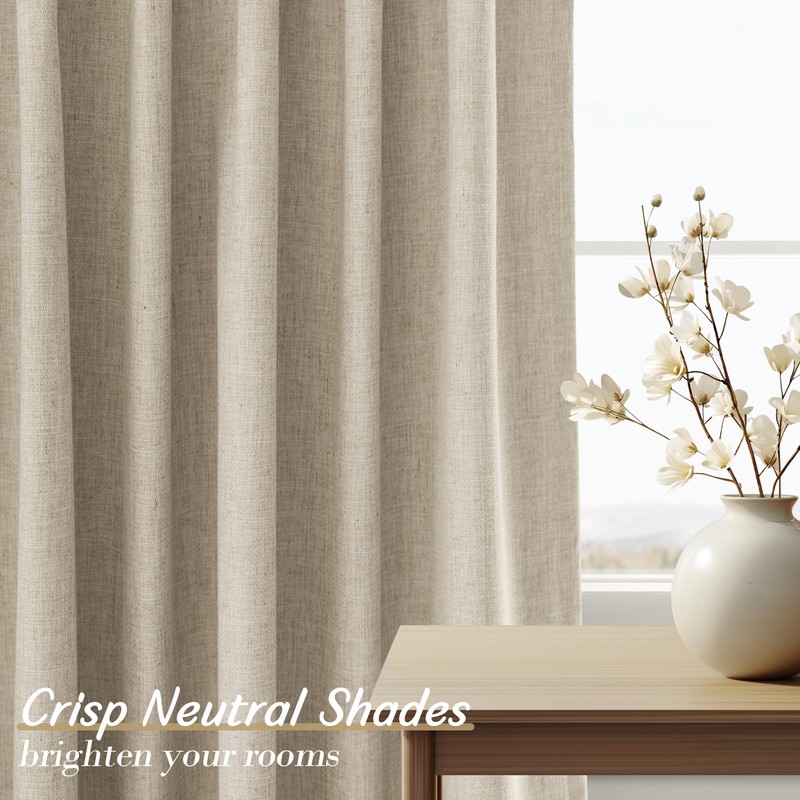 Blackout Curtains 24 Inch Long for Bedroom, Oatmeal 2 Panels