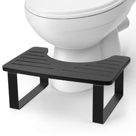 Bamboo Toilet Stool,Potty for Pooping,Portable Squatting Pan with Dual Anti Slip Design,Bathroom Stools,Poop Stool for Bathroom,Toilet Step,Toilet Stools for Pooping,Bamboo Articles(Black)