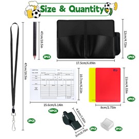 QMLING 2 Football Referee Kit, Red and Yellow Football Referee Cards, Score Book with Pencil, Referee Whistle with Lanyard, Football Accessories for Sports Match