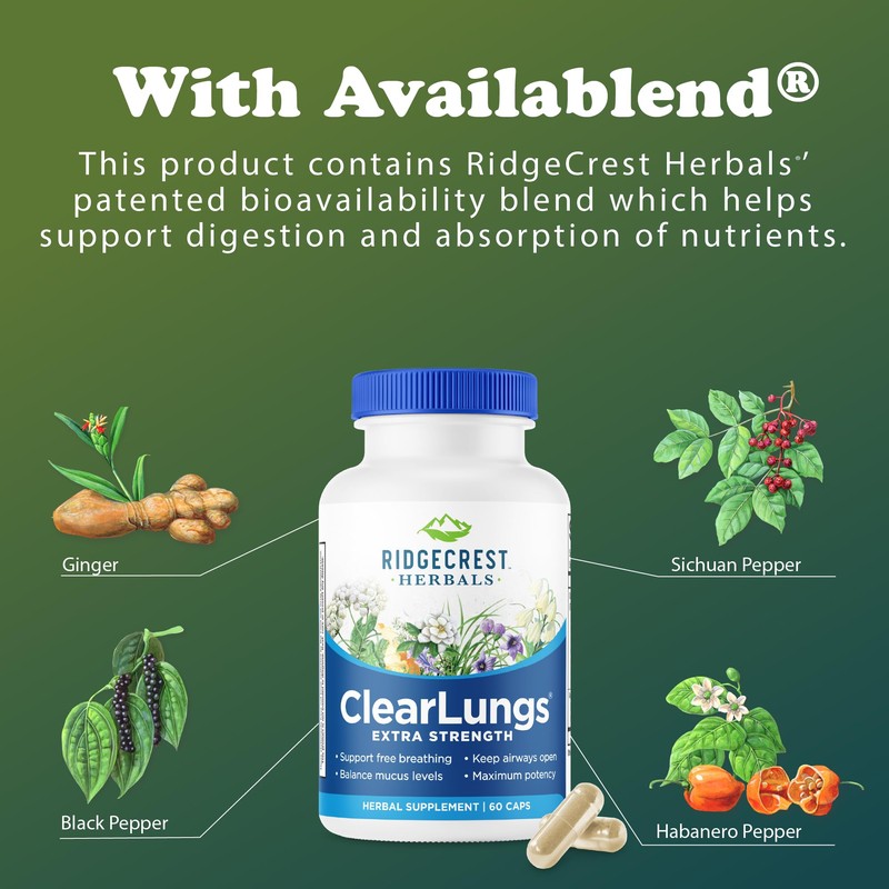 RIDGECREST HERBALS Clearlungs Extra Strength New 60 Capsules, 0.02 Pound