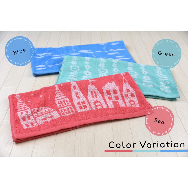 kosugizen Jacquard Fantasia Mini Bath Towel, 19.7 x 39.4 inches